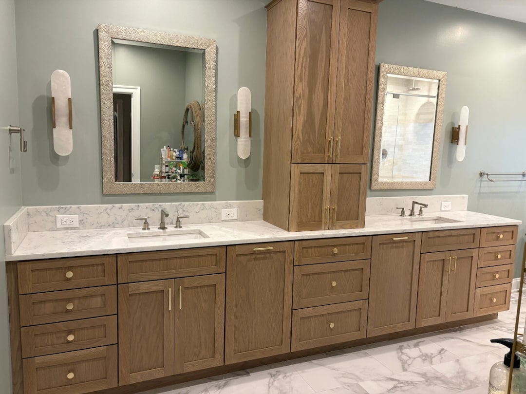White Oak Bathroom Cabinet Refacing After