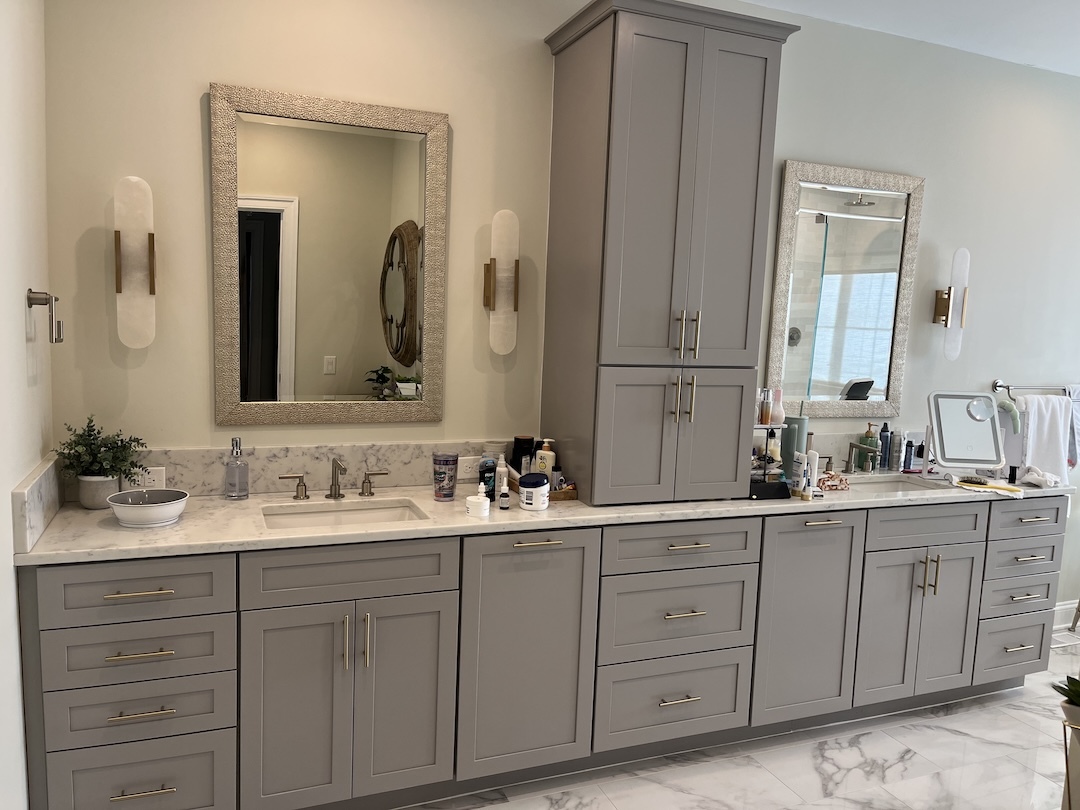 White Oak Bathroom Cabinet Refacing Before